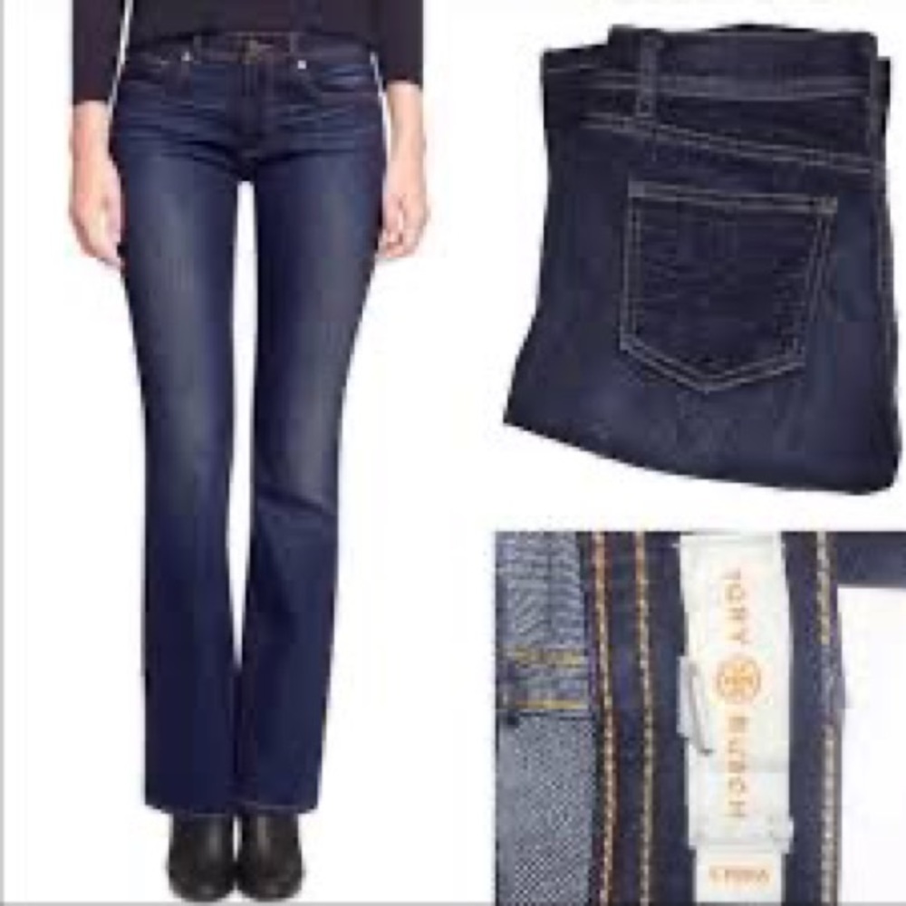 Tory Burch NWOT Classic Tory Boot cut dark denim jeans 24